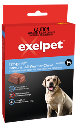 Ezy Dose Intestinal All Wormer for Dogs 4 Tasty Chews 