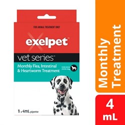 EXELPET EXELPET Vet Series Monthly Flea, Intestinal & Heartworm Treatment for dogs over 25kg 1 x 4mL-70